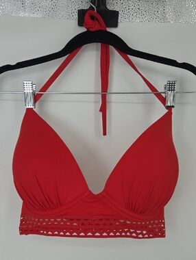Shade & Shore Red Trim Bikini Top 34DD
